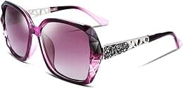 FEISEDY Polarized Women Square Sunglasses Sparkling Composite Shiny Frame B2289 - Best Deal Finder