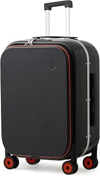 mixi Luggage Suitcase with Spinner Wheels, 24'' Checked Travel Luggage Aluminum Frame PC Hardside with Cover - Black on Amazon.ae - Price Tracker
