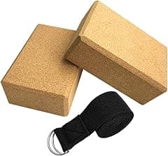 Yoga Cork Blocks With Adjustable Yoga Stretching Strap Yoga Cork Wood Bricks Adjustable Yoga Belt Yoga Band - Amazon.ae Price Tracker
