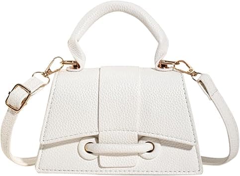 Mini Crossbody Bags for Women, Magnetic Snap Trendy Small Crossbody Bag, PU Leather Mini Purse Handbag, Dual Purpose Classic Shoulder Bag with Top Handle, White على Amazon.ae - متتبع الأسعار