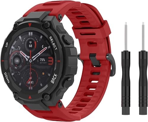 MoKo Strap Compatible with Amazfit T-Rex/T-Rex Pro Smartwatch, Soft Silicone Sports Replacement Watch Band Waterproof Breathable Wristband Bracelet with Tools على Amazon.ae - متتبع الأسعار