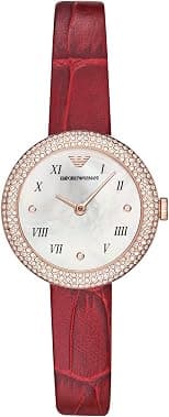 Emporio Armani Women's Two-Hand Red Leather Watch (Model: AR11357), Red - Best Deal Finder