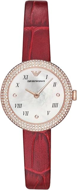 Emporio Armani Women's Two-Hand Red Leather Watch (Model: AR11357), Red - Best Deal Finder