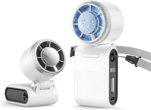 MERTTURM Mini Portable Handheld Fan with Ice Cooling, 10H Runtime Personal Pocket Turbo Fan, 1-100 Speed Adjustable&LED Display, High-Velocity Small Neck Fan for Travel Outdoor Indoor, White on Amazon.ae - Price Tracker