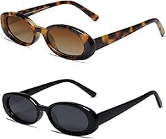 Tazweeq 2Pcs Polarized Retro Oval Sunglasses for Women and Men Small 90s Style, Cat-Eye Sunglasses - Amazon.ae Price Tracker