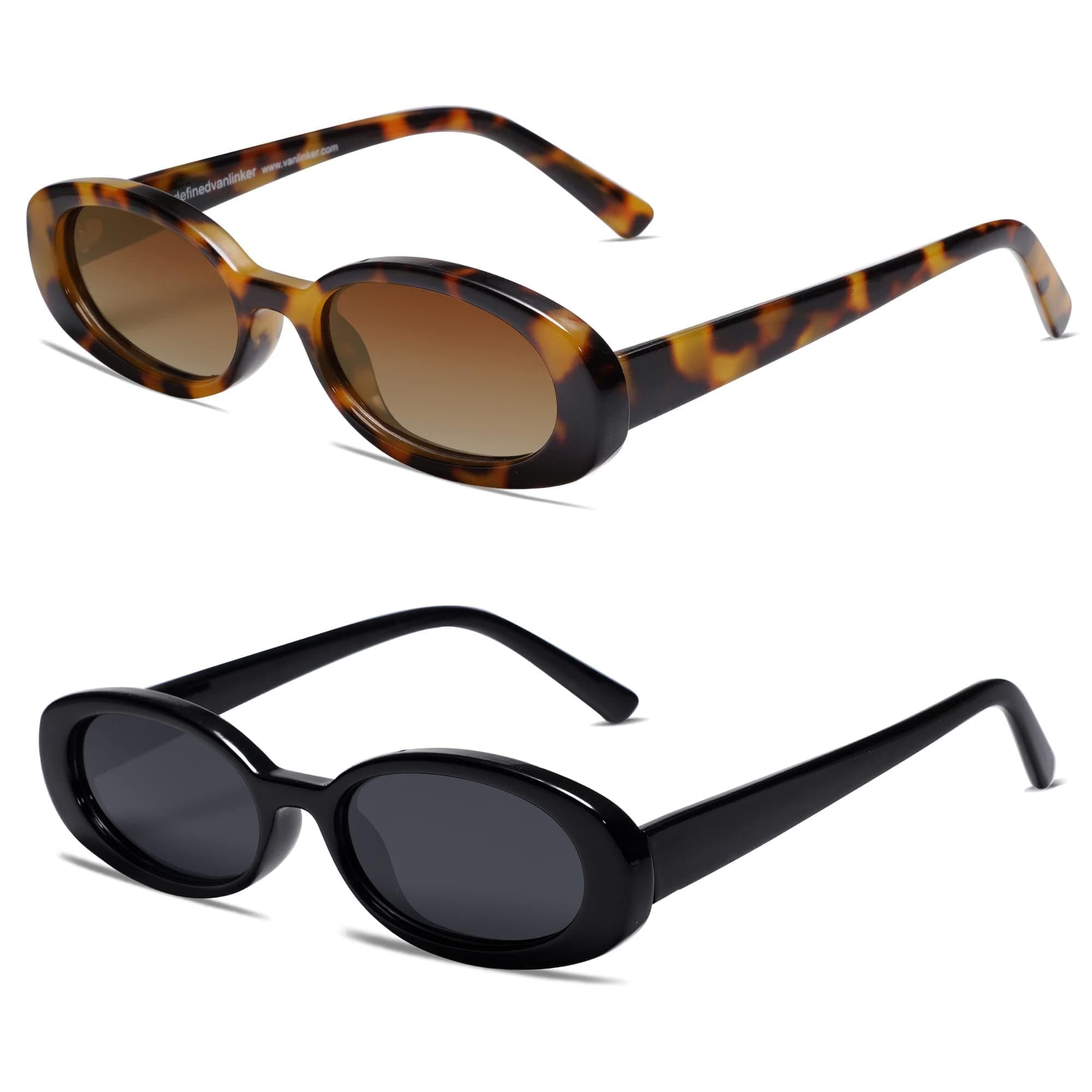 Tazweeq 2Pcs Polarized Retro Oval Sunglasses for Women and Men Small 90s Style, Cat-Eye Sunglasses on Amazon.ae - Price Tracker