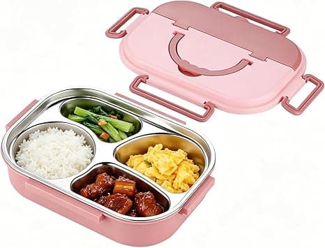 Lunch Box For Kids School,1000ml Stainless Steel Bento Lunch Box,4 Compartments Bento tiffin box,Food-Safe Materials and Leak-proof,for Adults and Children,School,Office (Pink) on Amazon.ae - Price Tracker