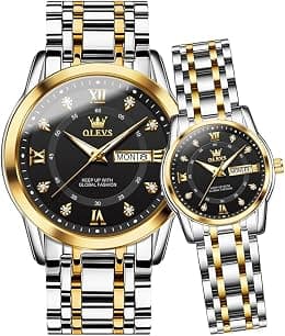 OLEVS Couple Watch Valentines Couple Matching Watches His and Her Couple Set Wrist Watch Men and Women Lovers Wedding Romantic Gifts Set of 2 - Best Deal Finder