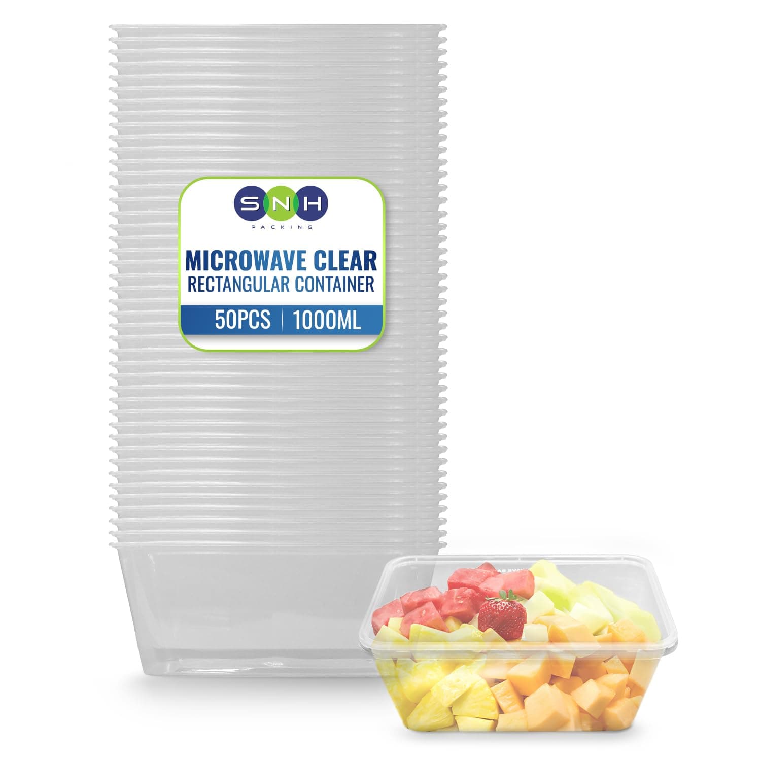 SNH Packing 50 Pack Clear Rectangular 1000ml Microwave-Safe Food Containers with Lids Transparent Plastic Meal Prep and Food Storage Boxes Reusable Lunch and Takeaway Containers on Amazon.ae - Price Tracker