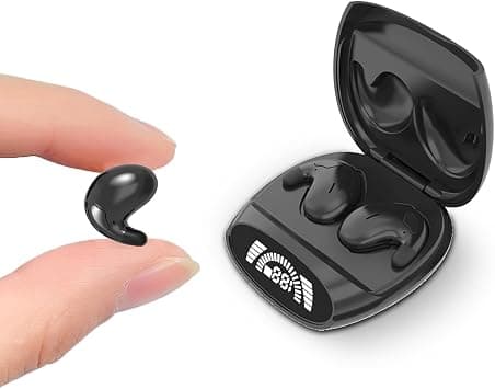 Bluetooth Sleep Earbuds for Side Sleepers, In-Ear Mini Headphones, Noise Blocking Earplugs, 48H Playtime with Charging Case, Clear Calls, Lightweight Comfort, Black على Amazon.ae - متتبع الأسعار