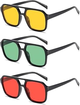 Retro 70s Square Aviator Sunglasses Women Men Vintage Rectangle Sunglasses Flat Frame Trendy Shades - Best Deal Finder