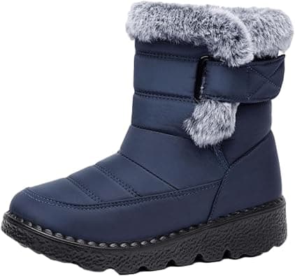 Women's Waterproof Cloth Warm Snow Boots, Plush Lining Anti-Slip Winter Outdoor Snow Boots for Casual, Camping, Blue, 6.5 on Amazon.ae - Price Tracker