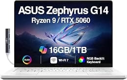 ASUS ROG Zephyrus G14 AI Gaming Laptop 14.0" ROG Nebula OLED 2.8K 500nits Display (AMD Ryzen 9 270, GeForce RTX 5060 8GB, 16GB LPDDR5X, 1TB SSD, RGB KYB, WiFi 7, Win 11 Pro) w/DKZ USB Port Expander - Best Deal Finder