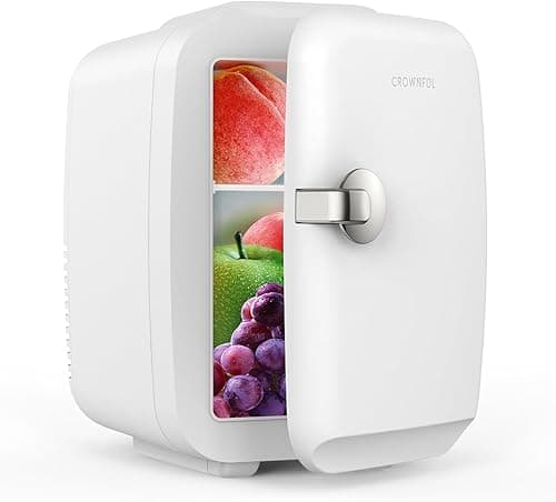 CROWNFUL Mini Fridge, 4 Liter/6 Can Portable Cooler and Warmer Personal Fridge for Skin Care, Cosmetics, Food, Great for Bedroom, Office, Car, Dorm, ETL Listed (White) on Amazon.ae - Price Tracker