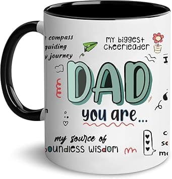 PRINTSHOP4ME Father's Day Black Coffee Mug - Double-Sided Printed Ceramic Coffee Mug for Dad - Gift for Dads from Sons and Daughters - Dad Gifts - Dad Appreciation Gifts - Gift for Daddy (Design 2) - Amazon.ae Price Tracker