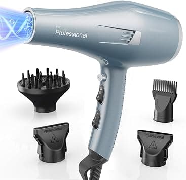 Faszin Ionic Hair Dryer, 2500W Professional Hairdryer 2 Speed 3 Heat Setting, Fast Drying Salon Blow Dryer with Diffuser, Nozzle, Concentrator Comb - متتبع أسعار Amazon.sa
