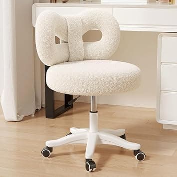 LEDIN Ergonomic Swivel Office Chair, Adjustable Height Rolling Desk Chair with Lambswool Fabric, Stylish Home Office Chair for Study & Work 55x47x65 cm (White) على Amazon.ae - متتبع الأسعار