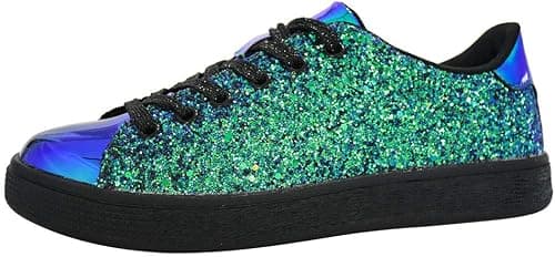 LUCKY STEP Glitter Sneakers Lace up | Fashion Sneakers | Sparkly Shoes for Women on Amazon.ae - Price Tracker