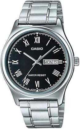 Casio Men's Silver Dial Leather Analog Watch - متتبع أسعار Amazon.sa
