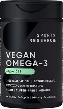 Vegan Omega-3 Fish Oil Alternative sourced from Algae Oil | Highest Levels of Vegan DHA & EPA Fatty Acids | Non-GMO Verified & Vegan Certified - 60 Veggie Softgels (Carrageenan Free) على Amazon.ae - متتبع الأسعار