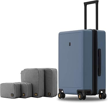 LEVEL8 Elegance Matte 100% PC Cabin Luggage Hard Trolley with Suitcase Organizer 4 Pieces, Travel with 4 Double Swivel Wheels and TSA Lock, F-blue Grey, 55*37*23CM,40L, Classic on Amazon.ae - Price Tracker