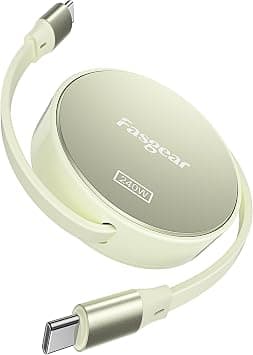 Fasgear 240W USB C to USB C Cable 3.3ft Retractable 5A Fast Charging Type C Cord for 100W USB C Charger [4-Stretch Length] Compatible with i-Phone 15 plus, Sam-sung W24, Galaxy S24 / Note 10+ (Gold) on Amazon.ae - Price Tracker