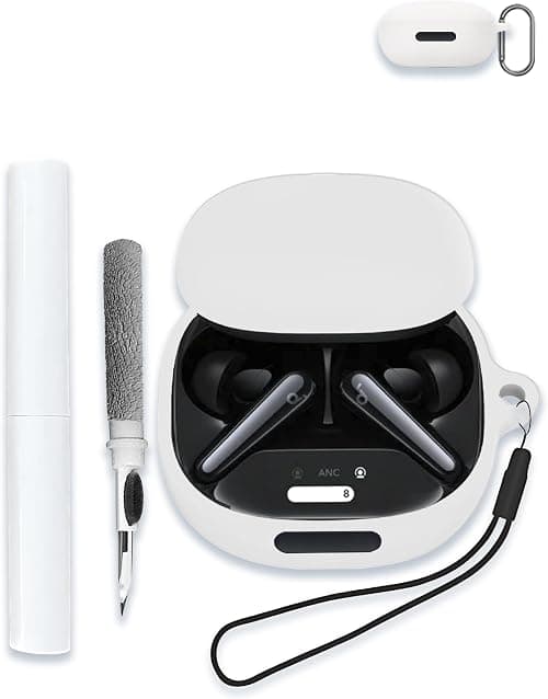 Case for Soundcore Liberty 4 Pro by Anker, Noise Cancelling Wireless Earbuds,WUNIAK Soft Silicone Protective Portable Scratch Shock Resistant Shell with Cleaner Kit & Carabiner & Lanyard,White على Amazon.ae - متتبع الأسعار