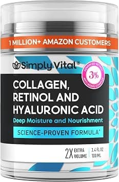 SimplyVital Face Moisturizer Retinol Collagen Hyaluronic Acid Cream 3.4 oz على Amazon.ae - متتبع الأسعار