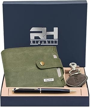 RIGOHILL Dogar Leather Wallets for Men, Keyring & Pen Combo Gift Set for Men | Wallet Men Leather Branded, Navy, Casual - Amazon.ae Price Tracker