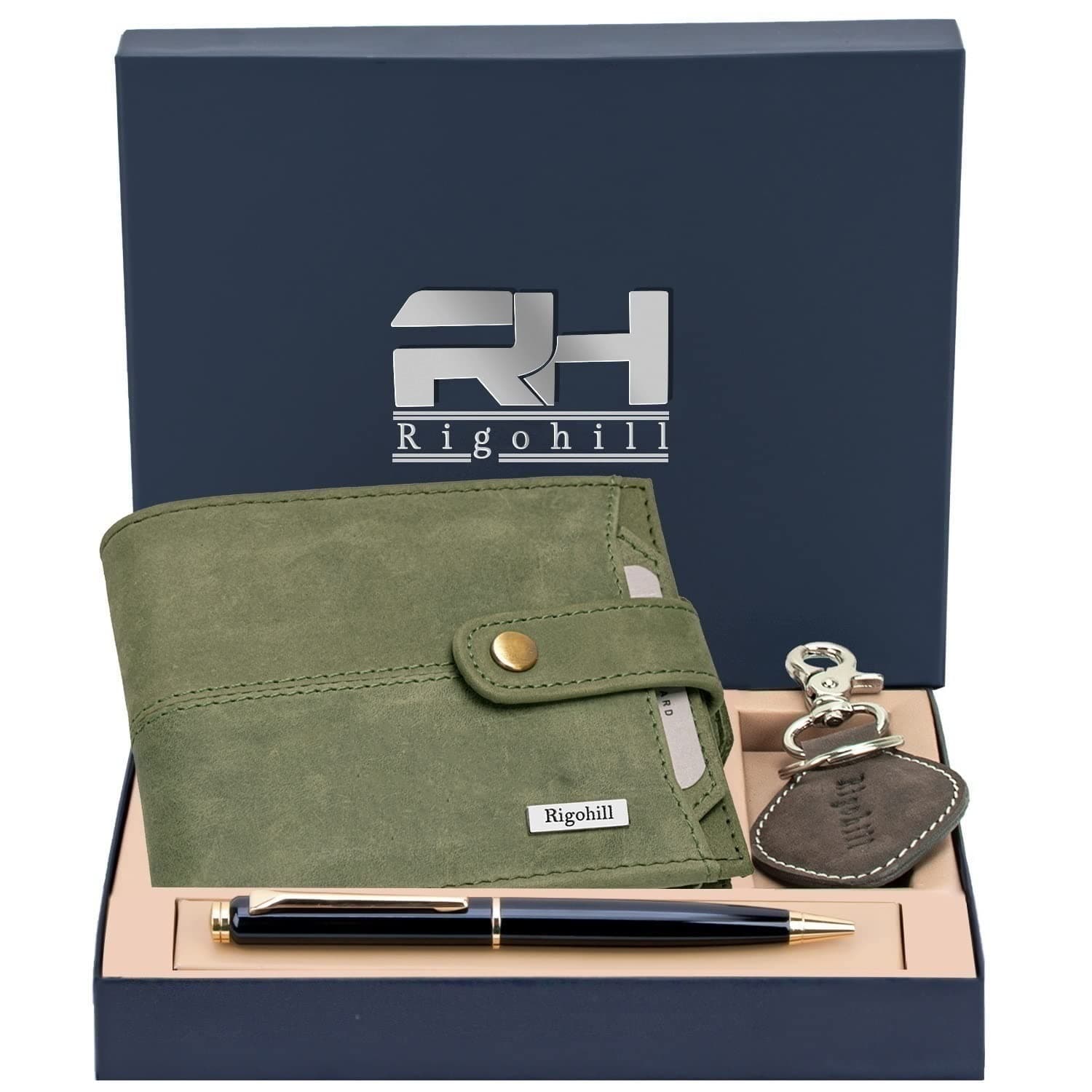 RIGOHILL Dogar Leather Wallets for Men, Keyring & Pen Combo Gift Set for Men | Wallet Men Leather Branded, Navy, Casual on Amazon.ae - Price Tracker