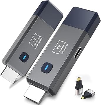 MDDCOFLY Wireless HDMI Transmitter and Receiver, 165ft/50m, 4K Decode, 1080P Output, Plug&Play, Portable, 2.4G/5.8G, HDMI for PC/Projector/TV Box | Ultra HD 4K Decode Input Plug&Play Portable 2.4G/5.8G for Video and Audio to Monitor from PC/Projector/TV Box(Light Gray) على Amazon.ae - متتبع الأسعار