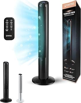 Empire 41 inch Tower Fan with LED Display, Remote Control Fan for Bedroom with Timer Function, 50W Cooling Fan with 3 Speeds, Perfect 75° Oscillating Fan for Home, Living Room & Office (Black) on Amazon.ae - Price Tracker