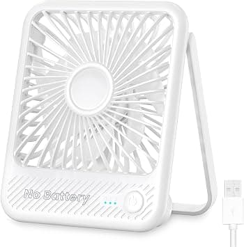 Koonie USB Desk Fan, Strong Wind Ultra Quiet Small Personal Fan with 180° Tilt Folding and 3 Speeds Adjustable, USB-C Corded Powered Mini USB Fan for Office Desktop Bedroom White على Amazon.ae - متتبع الأسعار