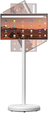 21.5 Inch 1080P Portable Touch Screen Monitor,Smart Android TV on Wheels,4-6H Battery,4+64GB Storage,Rotatable Display for Home Theater/Office/Outdoor,Arabic &amp; Google Play (White) on Amazon.ae - Price Tracker