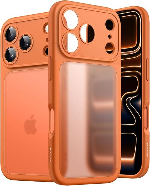 JETech Matte Case for iPhone 17 Pro 6.3-Inch, Shockproof Military Grade Drop Protection, Full Camera Lens Protection, Frosted Translucent Back Minimalist Phone Cover (Orange) on Amazon.ae - Price Tracker