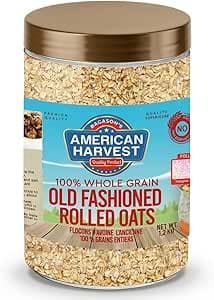American Harvest Rolled Oats 1.2kg Jar | Old Fashioned Whole Grain Oats | Gluten Free | High Fiber | Heart Healthy | Ideal for Oatmeal, Baking & Smoothies on Amazon.ae - Price Tracker