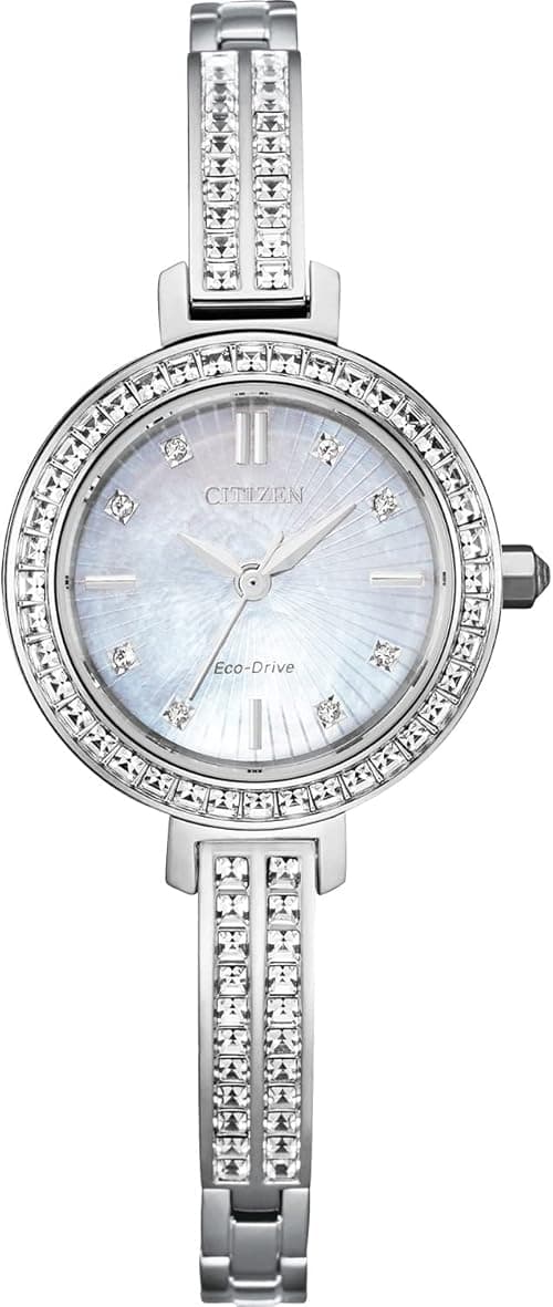 Citizen Women's Eco-Drive Dress Classic Crystal Bangle Petite Watch in Stainless Steel, Mother of Pearl Dial, 25mm (Model: EM0860-51D), Stainless Steel, Classic on Amazon.ae - Price Tracker