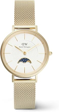 Daniel Wellington Women's Moon Phase Watch - 32mm Round White Moon-Phase Sub-dial, Stainless Steel Case with Interchangeable Mesh Strap, Unique and Elegant Design Wristwatch for Women on Amazon.ae - Price Tracker