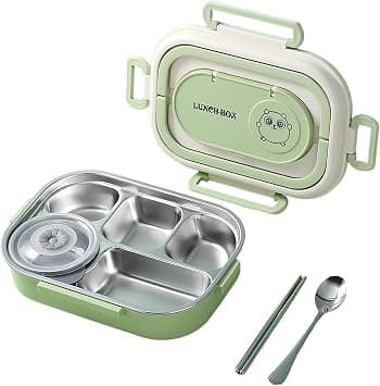 DMG TECH Adult Lunch Box for Work – 1500ml Large 5-Compartment Bento with Soup Bowl, Leak-Proof Stainless Steel Food Container, Microwave Safe, Includes Fork & Spoon – صندوق غداء كبير للكبار على Amazon.ae - متتبع الأسعار