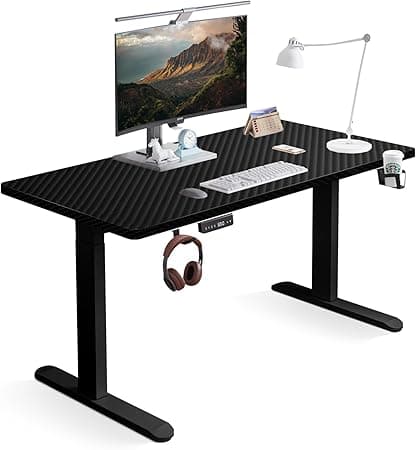 iXTRA Electric Standing Desk 100 x 60cm Height Adjustable Sit Stand up Home Office Desk with Whole Piece Desktop Computer Desk with Cable Management tray（Black Desktop + Black Frame） on Amazon.ae - Price Tracker