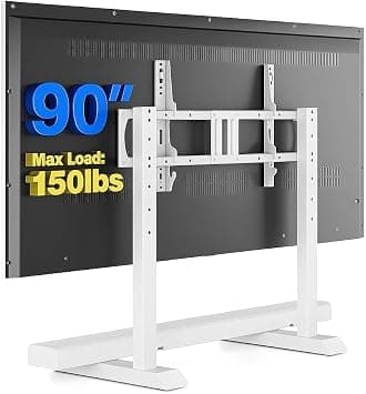 Rfiver Upgraded Universal Table Top TV Stand Steel TV Legs for 40 to 90 Inch Flat or Curved Screen TVs, Height Adjustable Base, Center TV Stand Hold Up to 150lbs, Max VESA 800 x 400mm (White) on Amazon.ae - Price Tracker