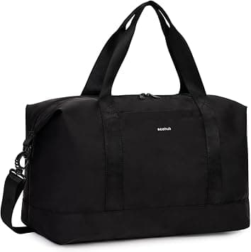 ECOHUB 30L Travel Duffle Bag Foldable, 45x36x20 Underseat Travel Flight Bag, Carry On Bag with Removable Wet Pocket, Water Resistant Sports Gym Bag, Weekend Luggage Bag for Women (Black) on Amazon.ae - Price Tracker
