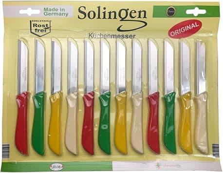 SOLINGEN Stainless Steel Kitchen Knife Set - Ultra Sharp Serrated Blade Knifes for Vegetables & Fruits, Solid Handle, Easy to Grip, Gift for Cooking Lovers & Chefs | (Multicolor, Set of 12) on Amazon.ae - Price Tracker