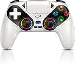 Dinosoo RGB Wireless Controller for PS5/PC/Mobile – Bluetooth Gamepad with Turbo, Macro, Dual Vibration, 6-Axis Gyro, 3.5mm Audio Jack, Built-in Speaker & 1000mAh Battery-White - متتبع أسعار Amazon.sa