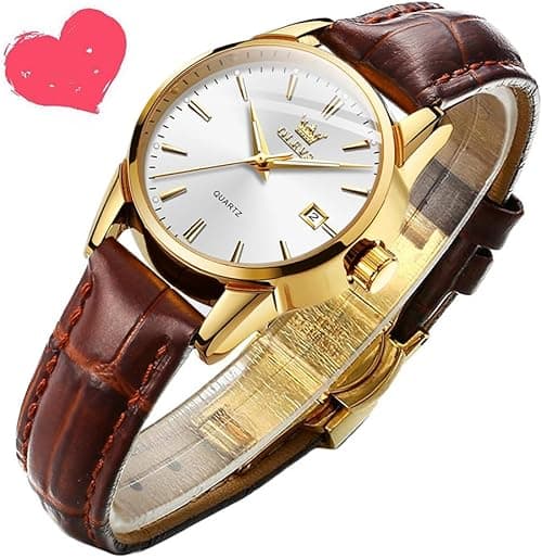 OLEVS Leather Women Watches Ladies Dress Analog Quartz Date Classic Luminous Leather Strap 3ATM Waterproof Female Wrist Watch on Amazon.ae - Price Tracker