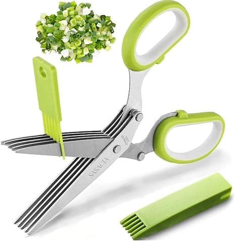 Herb Scissors and Stripper Set - Herb Scissors With 5 Blades and Cover and Herb Cutter for Cutting Shredded Lettuce, Cilantro Fresh, Green and White, Onion Fresh and Kitchen Gadgets Best Sellers 2020 on Amazon.ae - Price Tracker