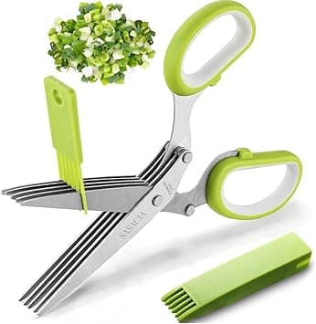 Herb Scissors and Stripper Set - Herb Scissors With 5 Blades and Cover and Herb Cutter for Cutting Shredded Lettuce, Cilantro Fresh, Green and White, Onion Fresh and Kitchen Gadgets Best Sellers 2020 - Amazon.ae Price Tracker