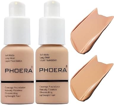 Meifen 2 Pack PHOERA Foundation 103# Warm Peach and 104# Buff Beige,Flawless Soft Matte Liquid Foundation 24 HR Oil Control Concealer Foundation Makeup. on Amazon.ae - Price Tracker