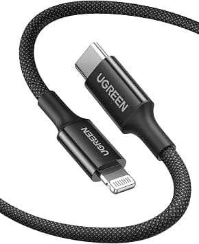 UGREEN USB C to Lightning Cable 1M for iPhone 17/16/15/14/13/12/11/10,iPad | [MFi Certified],Design for iPhone & iPad,PD20W Fast iphone charger cable,Premium nylon braided,Reliable Aluminum Alloy on Amazon.ae - Price Tracker