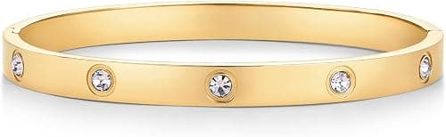 PAVOI 14K Gold Plated Love Bangle Bracelets for Women | Waterproof Stainless Steel Cubic Zirconia Hinged Bracelet Dupe on Amazon - Best Deal Finder